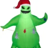 Gemmy Airblown Inflatable Oogie Boogie In Santa Hat With Light String, 3.5 Ft Tall