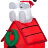 Gemmy Christmas Airblown Inflatable Inflatable Snoopy On Dog House, 4 Ft Tall, Red