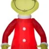 Gemmy Christmas Airblown Inflatable Grinch Holding String Of Stockings, 6.5 Ft Tall, Red