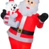 Gemmy Animated Christmas Airblown Inflatable Swaying Santa W/Polar Bear, 6 Ft Tall, Multi