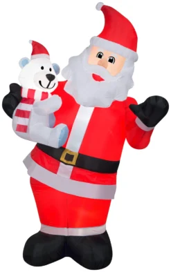 Gemmy Animated Christmas Airblown Inflatable Swaying Santa W/Polar Bear, 6 Ft Tall, Multi