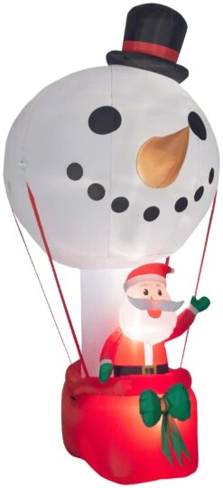 Gemmy Giant Christmas Airblown Inflatable Inflatable Snowman Hot Air Balloon With Santa, 12 Ft Tall