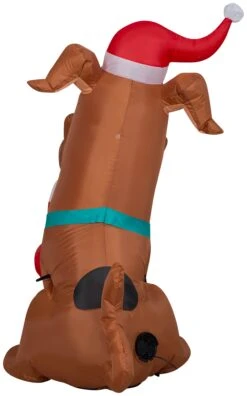Gemmy Christmas Airblown Inflatable Puppy SCOOB W/Stocking WB, 3.5 Ft Tall, Brown -Gemmy 116015Back