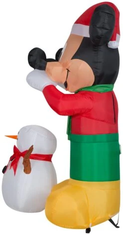 Gemmy Animated Airblown Inflatable Mickey Putting Hat On Snowman Scene Disney, 6 Ft Tall -Gemmy 117107Left