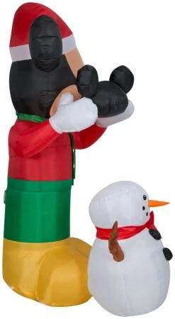 Gemmy Animated Airblown Inflatable Mickey Putting Hat On Snowman Scene Disney, 6 Ft Tall -Gemmy 117107Right