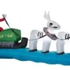 Gemmy Christmas Airblown Inflatable Jack Skellington Sleigh Scene Colossal Disney, 4.5 Ft Tall