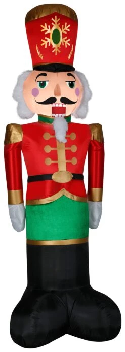 Gemmy Christmas Airblown Inflatable Mixed Media Luxe Nutcracker, 8 Ft Tall, Multicolored