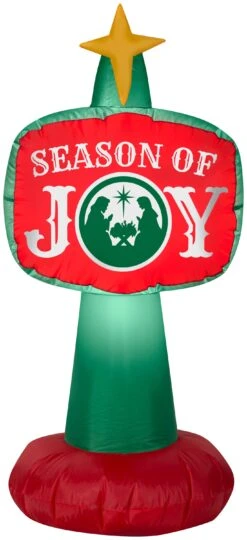 Gemmy Christmas Airblown Inflatable Outdoor Season Of Joy Sign, 3.5 Ft Tall, Red