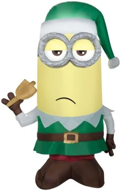 Gemmy Christmas Airblown Inflatable Kevin As Elf W/Bell Universal, 3.5 Ft Tall, Multicolored