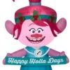 Gemmy Christmas Airblown Inflatable Poppy In Holiday Outfit W/Banner Universal, 4 Ft Tall
