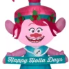 Gemmy Christmas Airblown Inflatable Poppy In Holiday Outfit W/Banner Universal, 4 Ft Tall