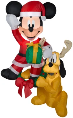 Gemmy Christmas Airblown Inflatable Hanging Mickey And Pluto Disney, 5 Ft Tall, Multicolored