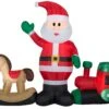 Gemmy Christmas Airblown Inflatable Santa And Toys Collection Scene, 4 Ft Tall, Red