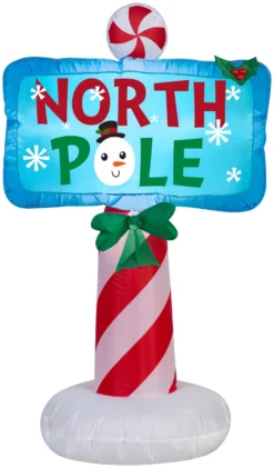 Gemmy Christmas Airblown Inflatable Outdoor North Pole Sign, 3.5 Ft Tall