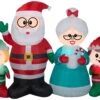 Gemmy Christmas Airblown Inflatable Claus Family Collection Scene, 4.5 Ft Tall, Multicolored