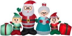 Gemmy Christmas Airblown Inflatable Claus Family Collection Scene, 4.5 Ft Tall, Multicolored
