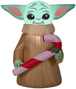 Gemmy Christmas Airblown Inflatable The Child W/Candy Cane Star Wars, 3.5 Ft Tall, Brown