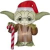 Gemmy Christmas Airblown Inflatable Inflatable Yoda With Candy Cane, 4.5 Ft Tall, Brown