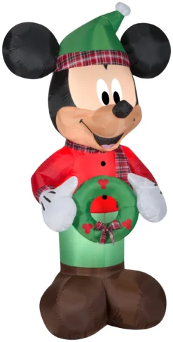 Gemmy Christmas Airblown Inflatable Inflatable Mickey Mouse With Plaid Accents, 6 Ft Tall, Green