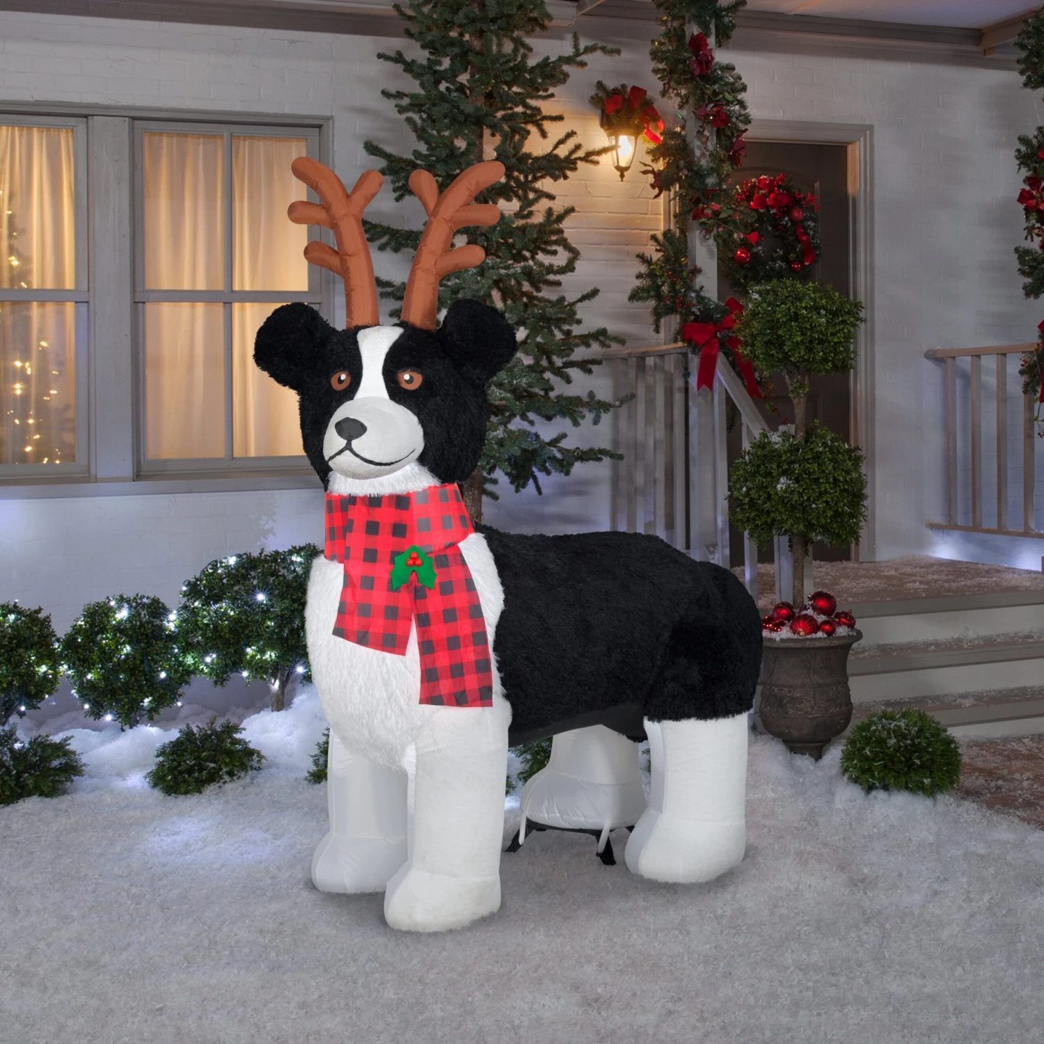 Gemmy Christmas Airblown Inflatable Mixed Media Border Collie Dog, 2.5 Ft Tall, White 2 Gemmy Christmas Airblown Inflatable Mixed Media Border Collie Dog, 2.5 Ft Tall, White - Image 2