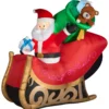 Gemmy Lightshow Airblown Inflatable Mixed Media Sewn In Micro LED Santa's Sleigh, 6.5 Ft Tall