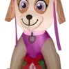 Gemmy Christmas Airblown Inflatable Skye With Present, 3 Ft Tall, Pink