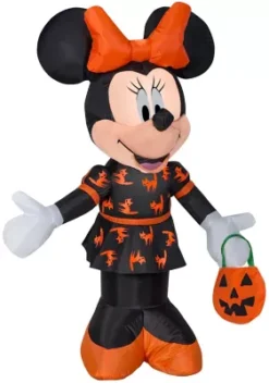 Gemmy Airblown Inflatable Minnie In Black And Orange Dress, Self-Inflates