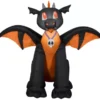 Gemmy Airblown Inflatable Winged Black And Orange Dragon, Self-Inflates
