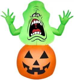 Gemmy Airblown Inflatable Slimer On Pumpkin, Self-Inflates