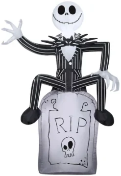 Gemmy Airblown Inflatable Jack Skellington On Tombstone, Self-Inflates
