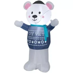 Gemmy Airblown Inflatable Hanukkah Polar Bear, 4 Ft. H