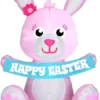 Gemmy Airblown Outdoor Happy Easter Pink Bunny Inflatable