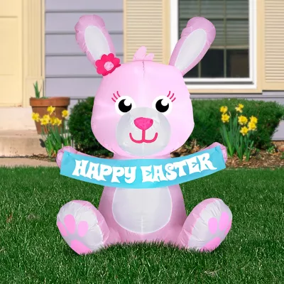 Gemmy Airblown Outdoor Happy Easter Pink Bunny Inflatable 2 Gemmy Airblown Outdoor Happy Easter Pink Bunny Inflatable - Image 2