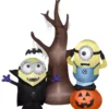 Gemmy Airblown Minions With Tree And Pumpkin Scene Inflatable, Self-Inflates