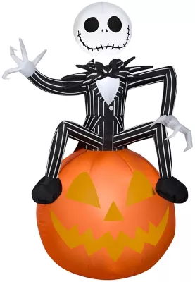 Gemmy Airblown Nightmare Before Christmas Jack On Pumpkin Inflatable, Self-Inflates 1 Gemmy Airblown Nightmare Before Christmas Jack On Pumpkin Inflatable, Self-Inflates