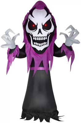 Gemmy Airblown Inflatable Skeleton Reaper Decoration With Red LED Eyes, Self-Inflates, Lights Up
