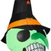 Gemmy Airblown Green Witch Skull Inflatable, Self-Inflates