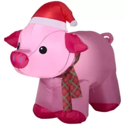 Gemmy Airblown Inflatable Pig Decoration, Self-Inflates, Lights Up