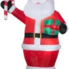 Gemmy Airblown Inflatable Santa With Gift And Candy Cane