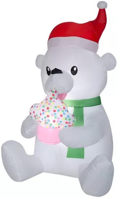 Gemmy Animated Inflatable Polar Bear With Cupcake 1 Gemmy Animated Inflatable Polar Bear With Cupcake