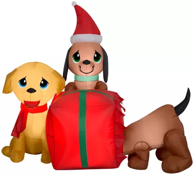Gemmy Airblown Inflatable Present Puppies Scene 1 Gemmy Airblown Inflatable Present Puppies Scene