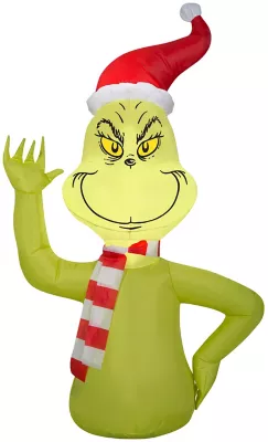 Gemmy Car Buddy Airblown Inflatable Grinch With Scarf