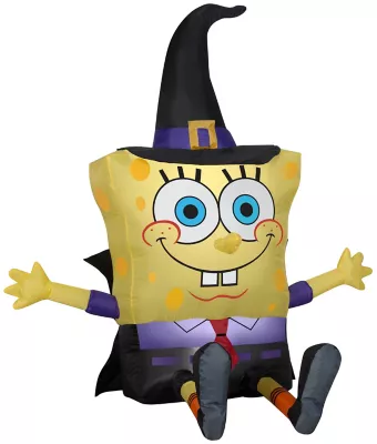 Gemmy Airblown Nickelodeon SpongeBob As Witch Decor, Small 1 Gemmy Airblown Nickelodeon SpongeBob As Witch Decor, Small