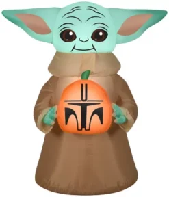 Gemmy Airblown Star Wars The Child With Pumpkin Decor, Small