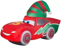 Gemmy Airblown Inflatable Lightning McQueen With Stocking Cap, Disney