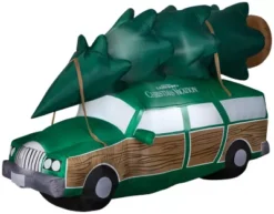 Gemmy Airblown Inflatable NLCV Station Wagon With Tree With LEDs Scene, WB