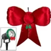 Gemmy Airblown Mixed Media Hanging Velvet Bow With External Spotlight, Red/Gold