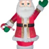 Gemmy Airblown Mixed Media Luxe Santa With Candy Cane