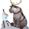 Gemmy Airblown Inflatable Olaf And Sven With LEDs Scene, Disney