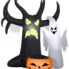 Gemmy Airblown Inflatable Ghost And Tree With Jack-O'-Lantern Candy Bowl Scene